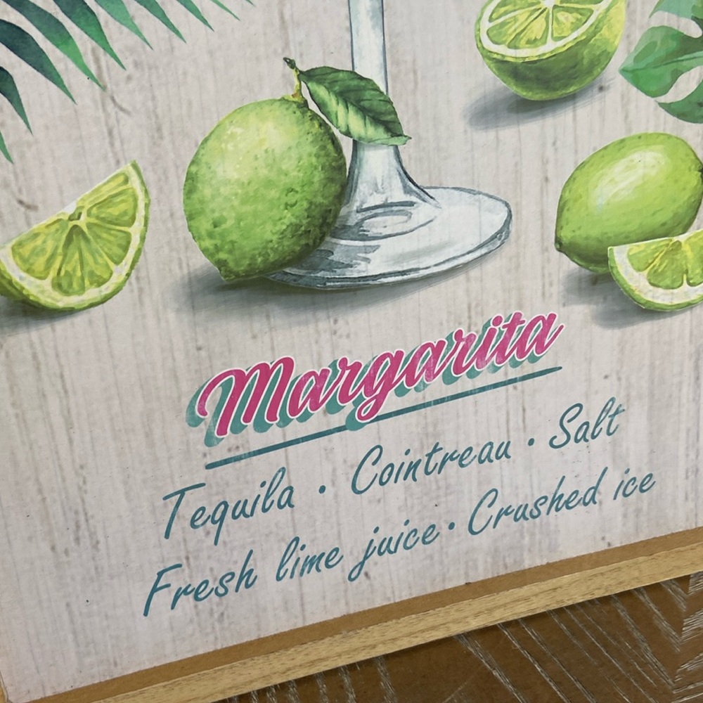 NEW! Vintage Inspired Tropical Margarita Recipe Framed Wood Sign - Picture 4 of 10